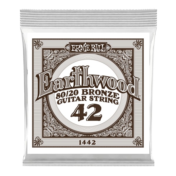 Ernie Ball 1442 Earthwood 80/20 Bronze Acoustic Single String, 42