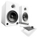 Kanto YU6 Powered Bookshelf Speakers with S6 Tilted Stands, White - Bundle