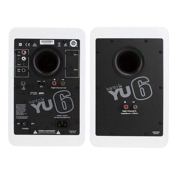 Kanto YU6 Speakers, White - Rear