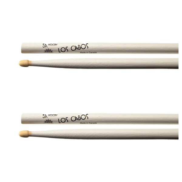 Los Cabos 5A White Dip Hickory Wood Tip, 2 Pair Pack