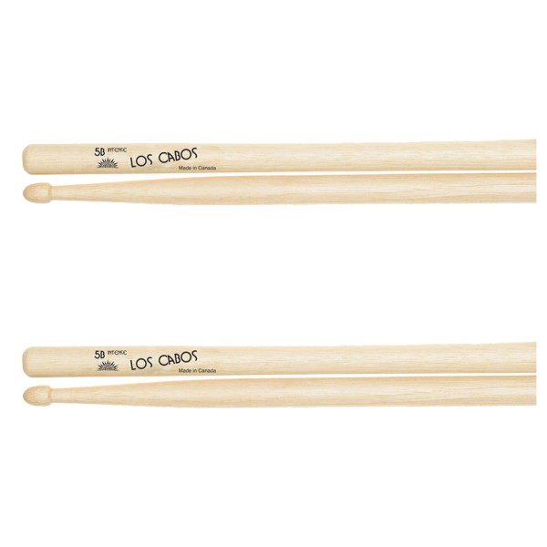 Los Cabos 5B Intense Hickory Wood Tip Drumsticks, 2 Pair Pack