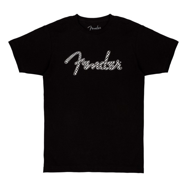 Fender Spaghetti Wavy Checker Logo Tee, Black, S