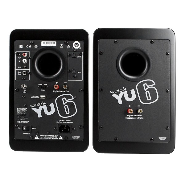 Kanto YU6 Bookshelf Speakers, Black - Rear