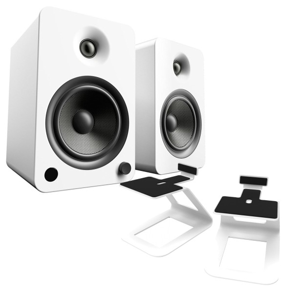 Kanto YU6 Powered Bookshelf Speakers with SE6 Elevated Speaker Stands, White - Bundle