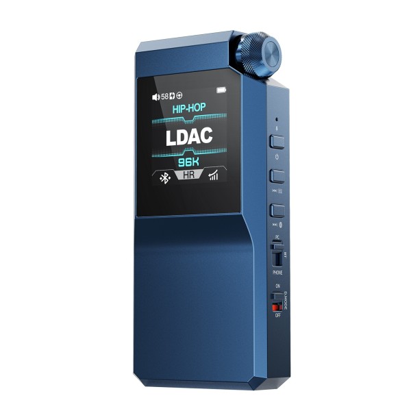 FiiO BTR17 Flagship Bluetooth Headphone Amplifier, Blue - face left 