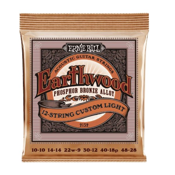 Ernie Ball 2152 Earthwood Phosphor Bronze Acoustic; 12-String; Custom Light; 10-48
