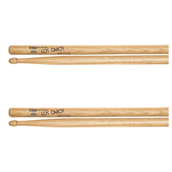 Los Cabos 55AB Red Hickory Wood Tip Drumsticks, 2 Pair Pack