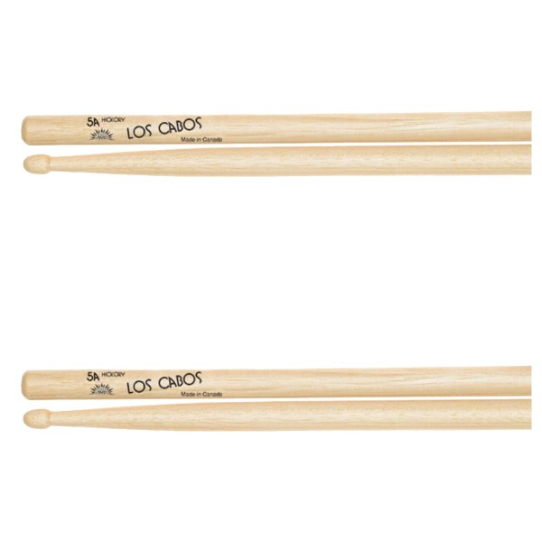 Los Cabos 5A Hickory Wood Tip Drumsticks, 2 Pair Pack