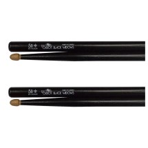 Los Cabos 5B Black Widow Red Hickory Wood Tip Drumsticks, 2 Pair Pack
