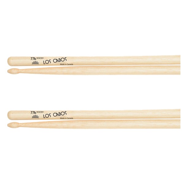 Los Cabos 77A Hickory Wood Tip Drumsticks, 2 Pair Pack