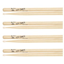 Los Cabos 7A Hickory NylonTip Drumsticks, 4 Pair Pack