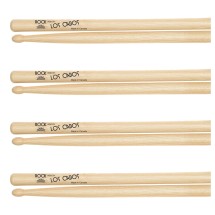 Los Cabos Rock Hickory Wood Tip Drumsticks, 4 Pair Pack