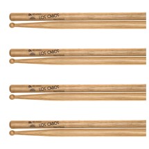 Los Cabos 8A Red Hockory Wood Tip Drumsticks, 4 Pair Pack