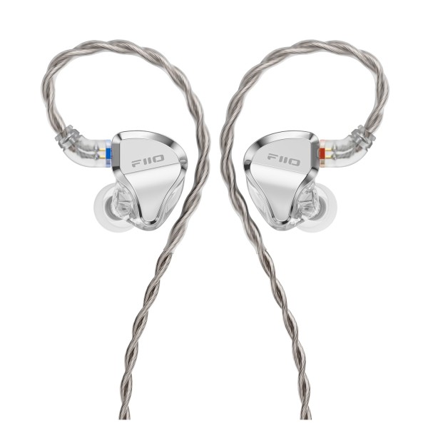 FiiO JH5 Hybrid In-Ear Earphones, Silver - Left and right, rear view