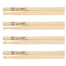 Los Cabos 55AB Hickory Wood Tip Drumsticks, 4 Pair Pack
