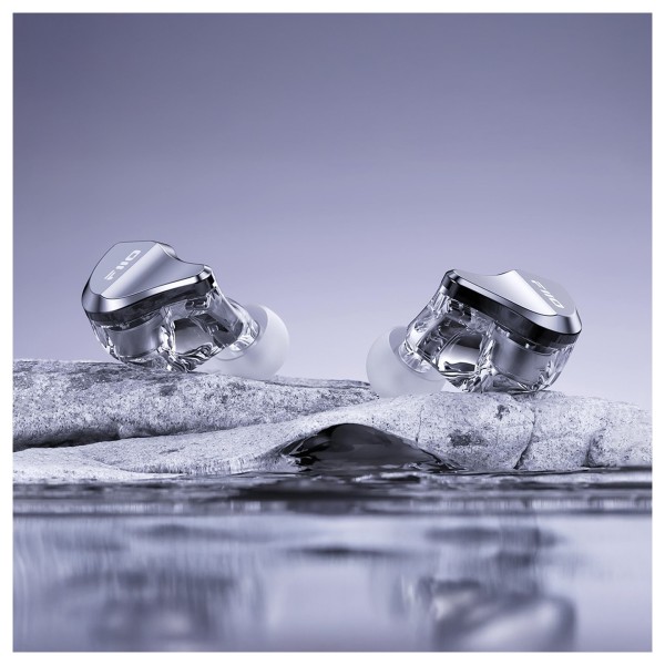 FiiO JH5 Hybrid In-Ear Earphones, Silver - Beauty image, reflection