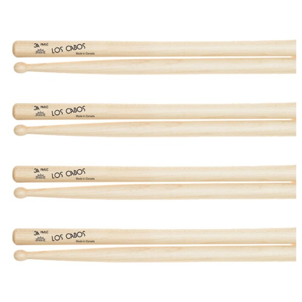 Los Cabos 3A Maple Wood Tip Drumsticks, 4 Pair Pack