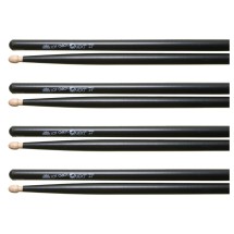 Los Cabos Next Generation Maple Black 4-7 Wood Tip Drumsticks, 4 Pair Pack
