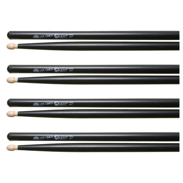 Los Cabos Next Generation Maple Black 4-7 Wood Tip Drumsticks, 4 Pair Pack