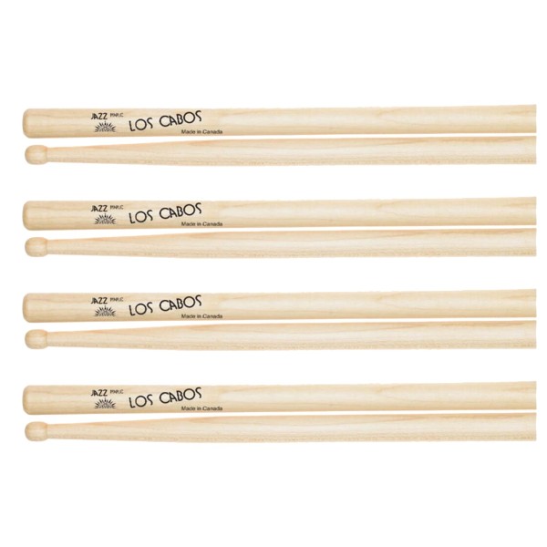 Los Cabos Jazz Maple Wood Tip Drumsticks, 4 Pair Pack