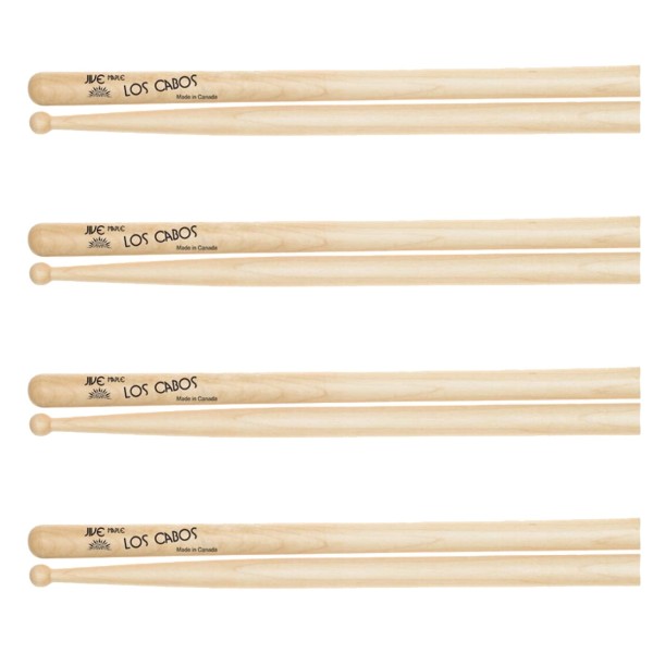 Los Cabos Jive Maple Wood Tip Drumsticks, 4 Pair Pack