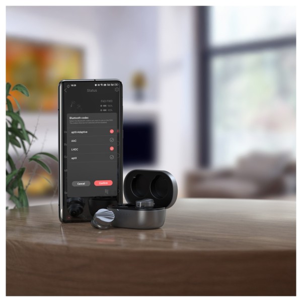 FiiO FW3 Wireless In-Ear Earphones, Grey - Lifestyle image, Bluetooth codecs