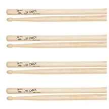 Los Cabos 5B Maple Wood Tip Drumsticks, 4 Pair Pack