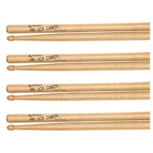 Los Cabos 7A Red Hickory Wood Tip Drumsticks, 4 Pair Pack