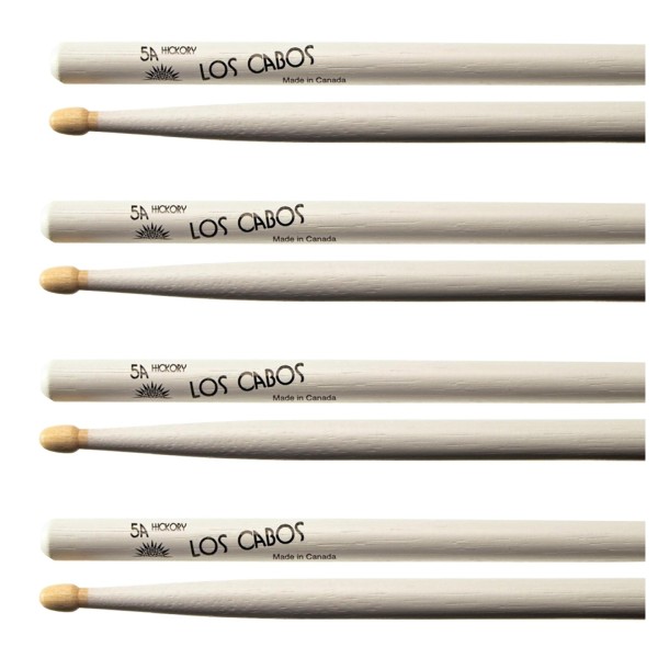 Los Cabos 5A White Dip Hickory Wood Tip, 4 Pair Pack