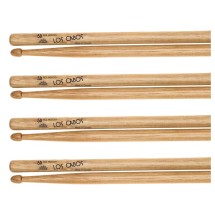 Los Cabos 5B Red Hickory Wood Tip Drumsticks, 4 Pair Pack