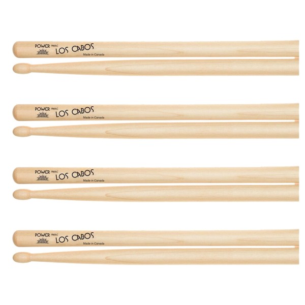 Los Cabos Power Maple Wood Tip Drumsticks, 4 Pair Pack