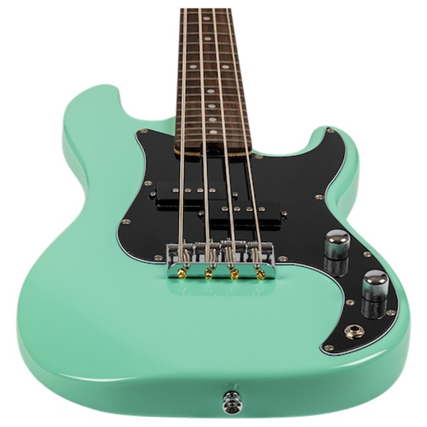 Flight Mini Bass Lite Electric Bass, Pastel Green - bridge 