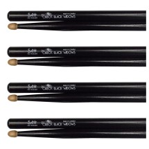 Los Cabos 5A Black Widow Red Hickory Wood Tip Drumsticks, 4 Pair Pack