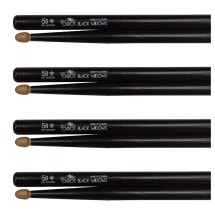 Los Cabos 5B Black Widow Red Hickory Wood Tip Drumsticks, 4 Pair Pack