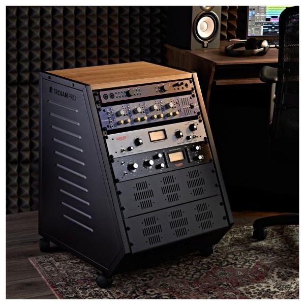 Trojan Pro Teneo Studio Side Rack Wheeled 13U Oak