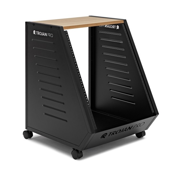 Trojan Pro Teneo Studio Side Rack Wheeled 13U Oak