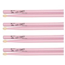 Los Cabos 5B Pink Hickory Wood Tip Drumsticks, 4 Pair Pack