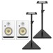 KRK ROKIT RP5 G5 Studio Monitors with Stands, White - Bundle