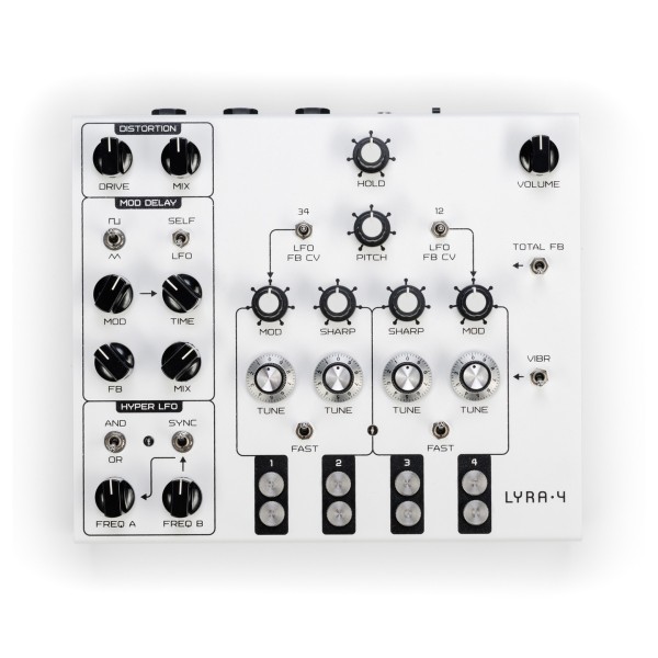 SOMA Laboratory Lyra-4 Analog Synthesizer, White Angel - Top