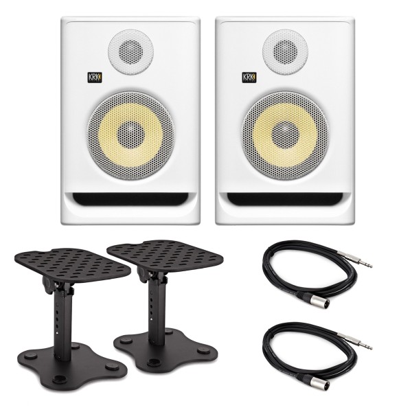 KRK ROKIT RP5 G5 Studio Monitor Bundle, White - Bundle