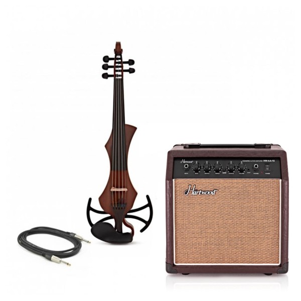 GEWA Novita 3.0 5 String Electric Violin With Adapter Pack, G Brown