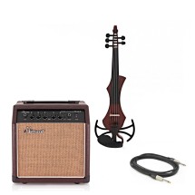 GEWA Novita 3.0 5 String Electric Violin With Adapter Pack, Red Brown