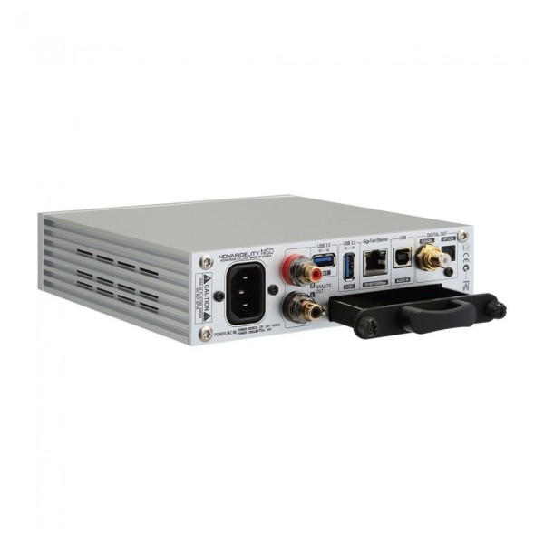 Novafidelity N15D Network Adapter and USB DAC, Silver - Rear view, angled