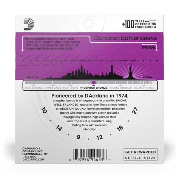 D'Addario EJ38H Phosphor Bronze Acoustic High Strung/Nashville, 10-27