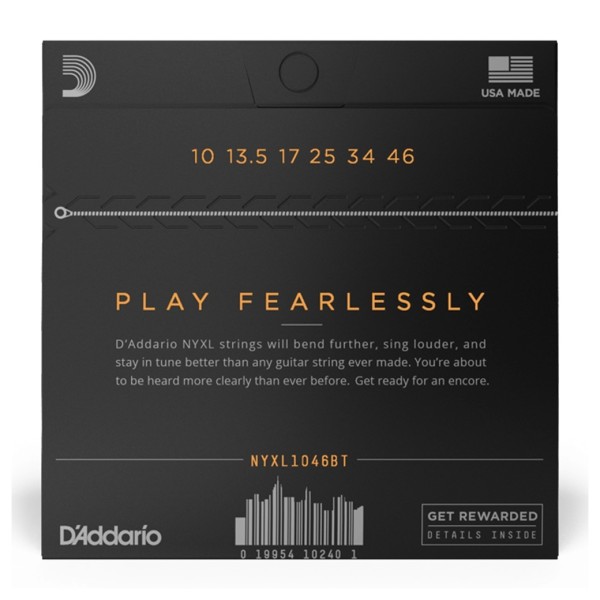 D'Addario NYXL1046BT Nickel Wound Electric, Balanced Tension, 10-46
