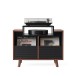 Norstone Oslo Vinyl 800 Cabinet, Black Satin / Walnut - front full 