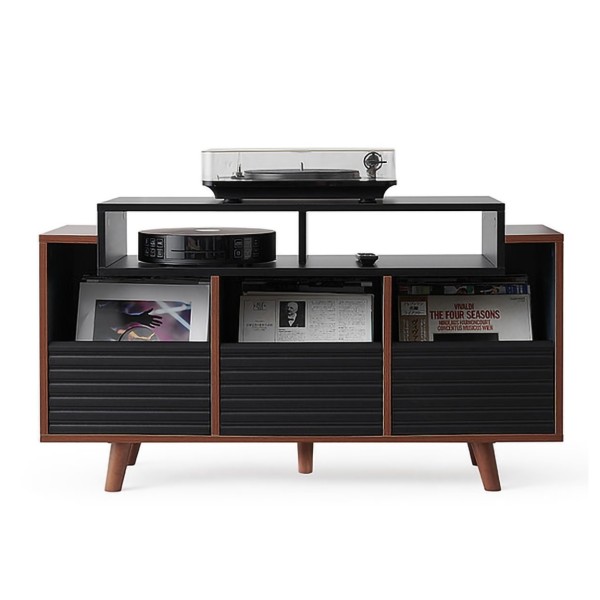 Norstone Oslo Vinyl 1200 Cabinet, Black / Walnut - front square 