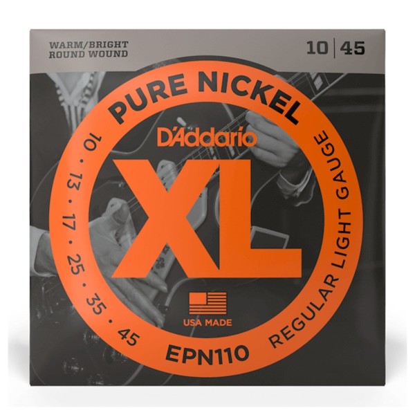 D'Addario EPN110 XL Pure Nickel, Regular Light, 10-45