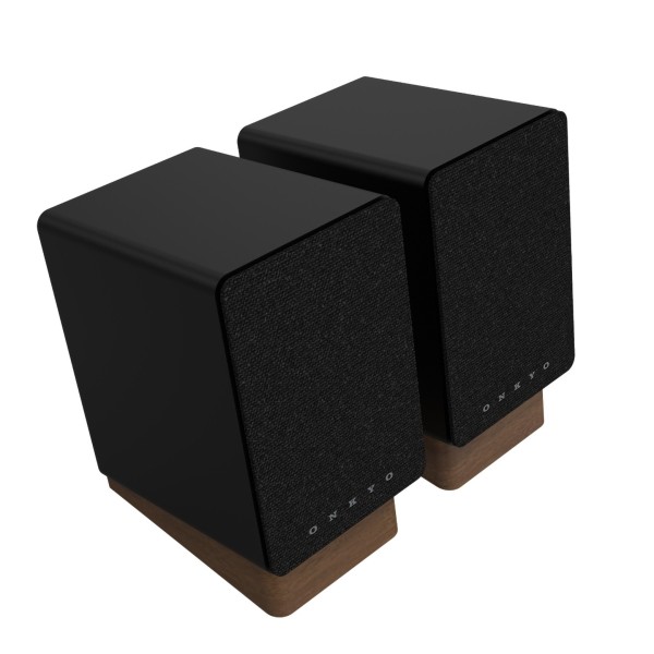 Onkyo Creator Series GX-10DB Wireless Bluetooth Gaming Bookshelf Speakers, Black - angle grille on 