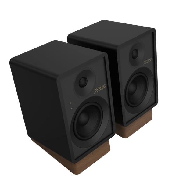 Onkyo Creator Series GX-30ARC Wireless Bluetooth Gaming Bookshelf Speakers, Black - angle no grille 